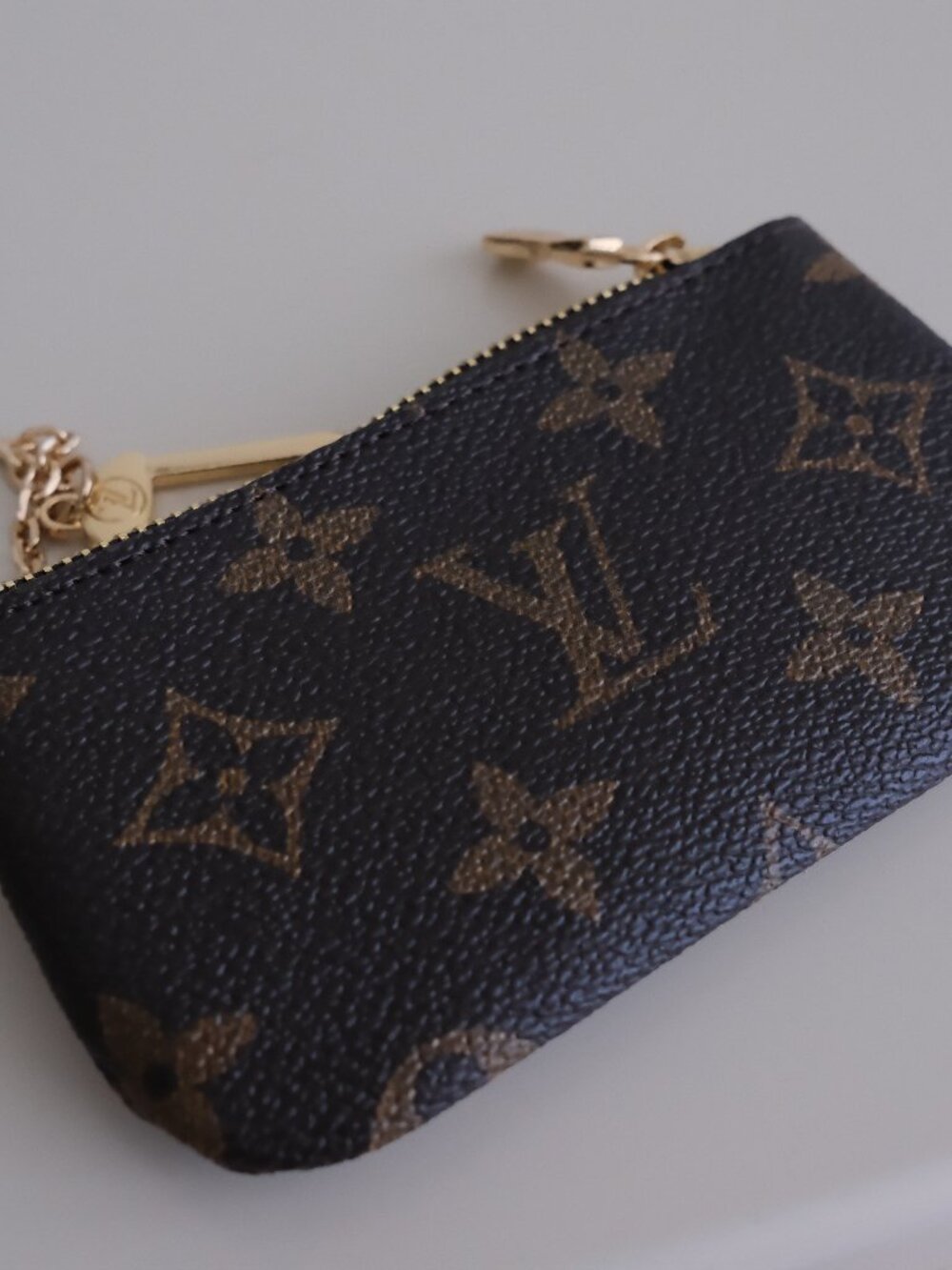 Louis Vuitton Monogram Key Pouch Coin Purse with Chain Unisex